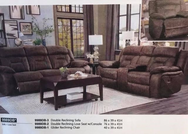 A living area with a brown sofa set